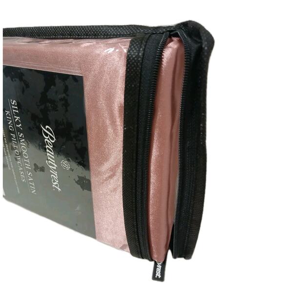 2 Pc Beautyrest KING Satin Pillowcases ROSE PINK Silky Therapeutic Hair Skin - Picture 2 of 10